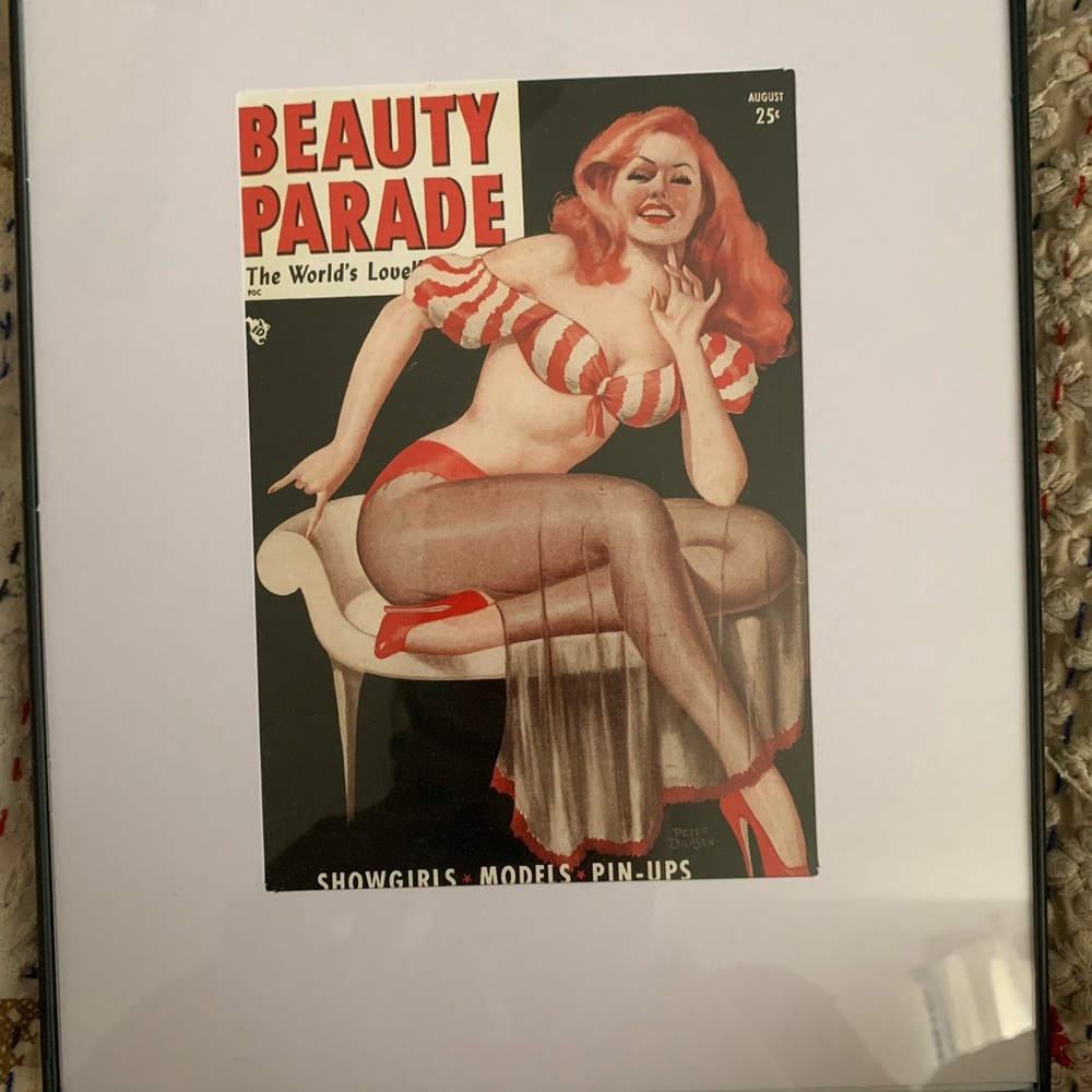 Red haired Beauty Parade Pinup print. 5x7 in 8x10 frame